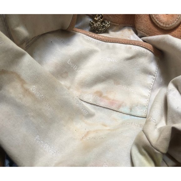 BOTKIER Camel Tan Metallic Suede Leather Crescent Hobo Boho Handbag Bag Purse - Picture 17 of 17